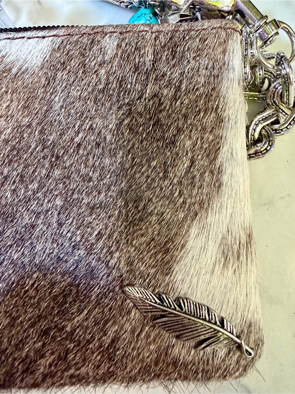 GENUINE COWHIDE LEATHER HAIR ON HIDE Tribal Native Wristlet Wallet Purse BOHO - Picture 5 of 6